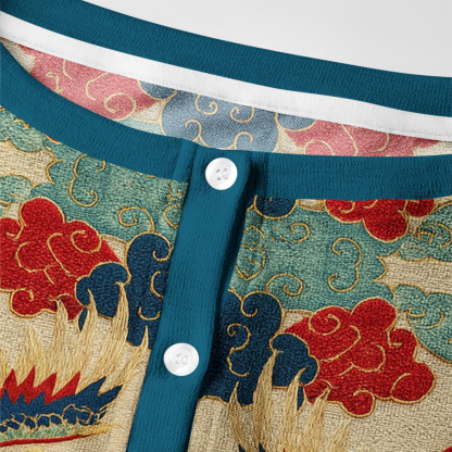 Tokyo-Tiger Vermilion Phoenixes in Brocade Skies Women's Lightweight Cardigan
