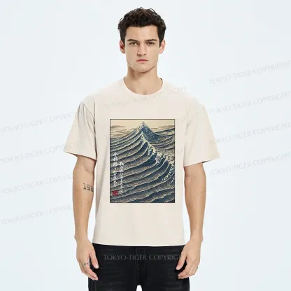 Tokyo-Tiger Ukiyoe Raging Waves Washed T-Shirt