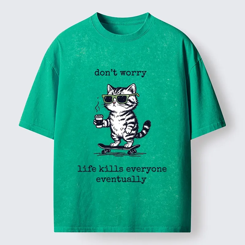 Tokyo-Tiger Chill Cat Meme Washed T-Shirt