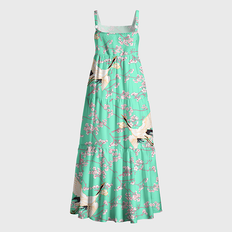 Tokyo-Tiger Cranes And Sakura Maxi Dress