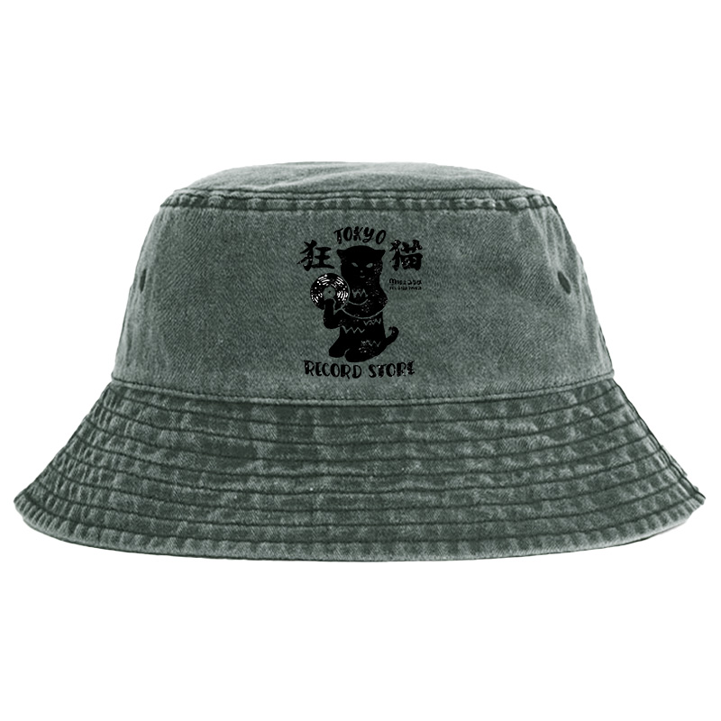 Tokyo-Tiger Tokyo Record Store Cat CD Washed Bucket Hat