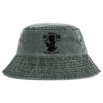 Tokyo-Tiger Tokyo Record Store Cat CD Washed Bucket Hat