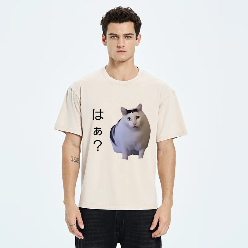 Tokyo-Tiger Suspicious Funny Cat Washed T-Shirt
