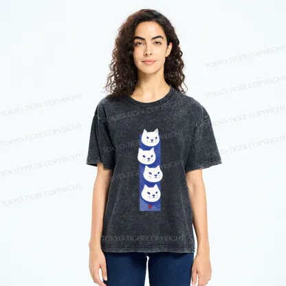 Tokyo-Tiger Four Cats Washed T-Shirt