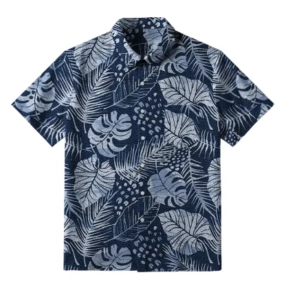 Tokyo-Tiger Jungle Leaf Dark Button-up Shirt