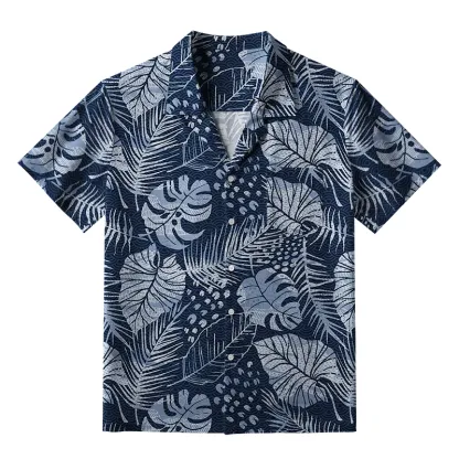 Tokyo-Tiger Jungle Leaf Dark Aloha Hawaiian Shirt