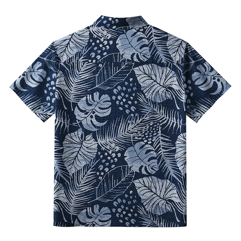 Tokyo-Tiger Jungle Leaf Dark Button-up Shirt