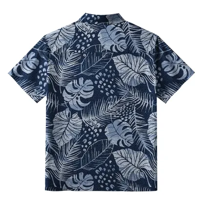 Tokyo-Tiger Jungle Leaf Dark Button-up Shirt