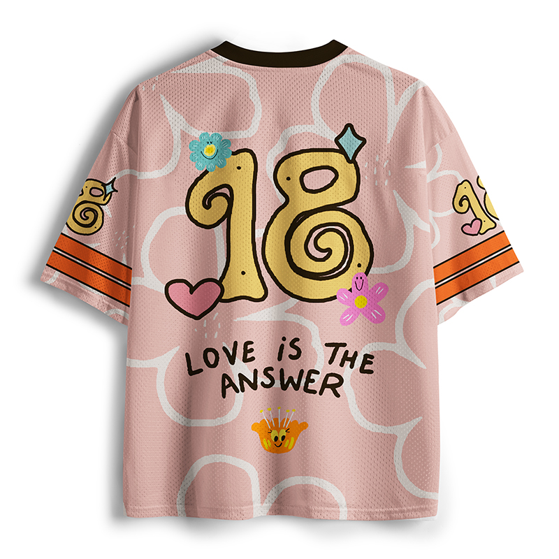 Tokyo-Tiger Happy Blooms Say Love Solves All Things Mesh Jersey