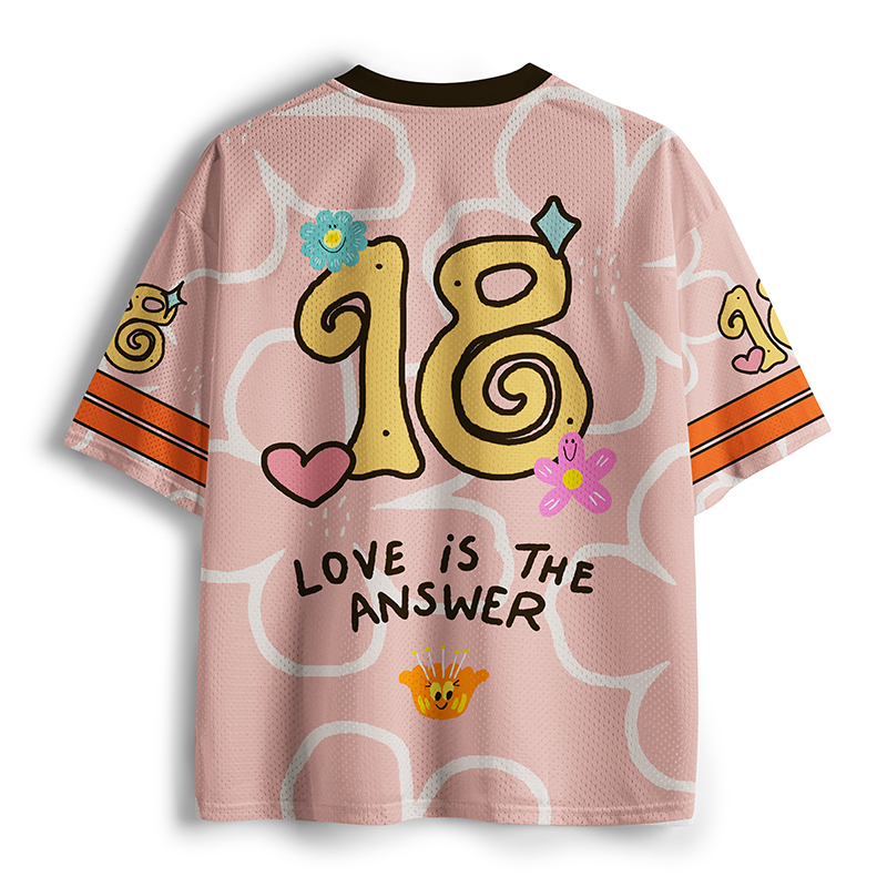Tokyo-Tiger Happy Blooms Say Love Solves All Things Mesh Jersey
