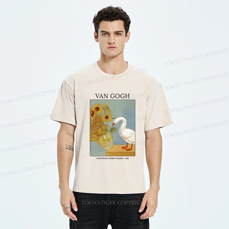 Tokyo-Tiger Van Gogh And Geese Washed T-Shirt