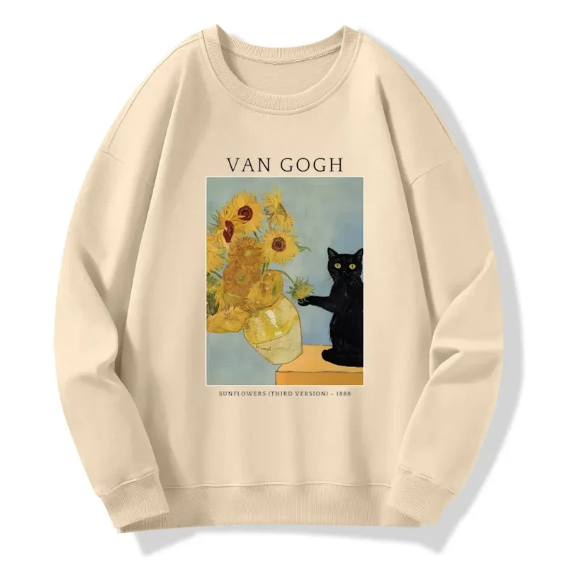 Tokyo-Tiger Black Cat With Sunflowers Sweatshirt