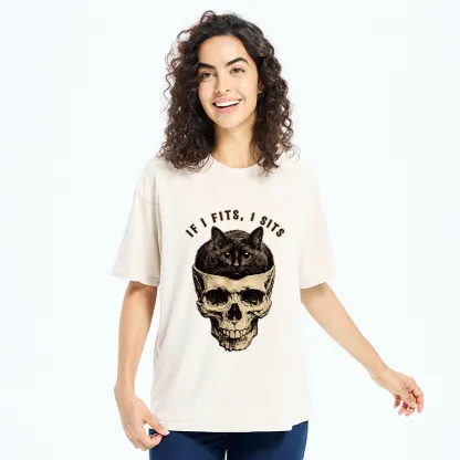 Tokyo-Tiger Cat In A Skull If It Fits I Sits Washed T-Shirt