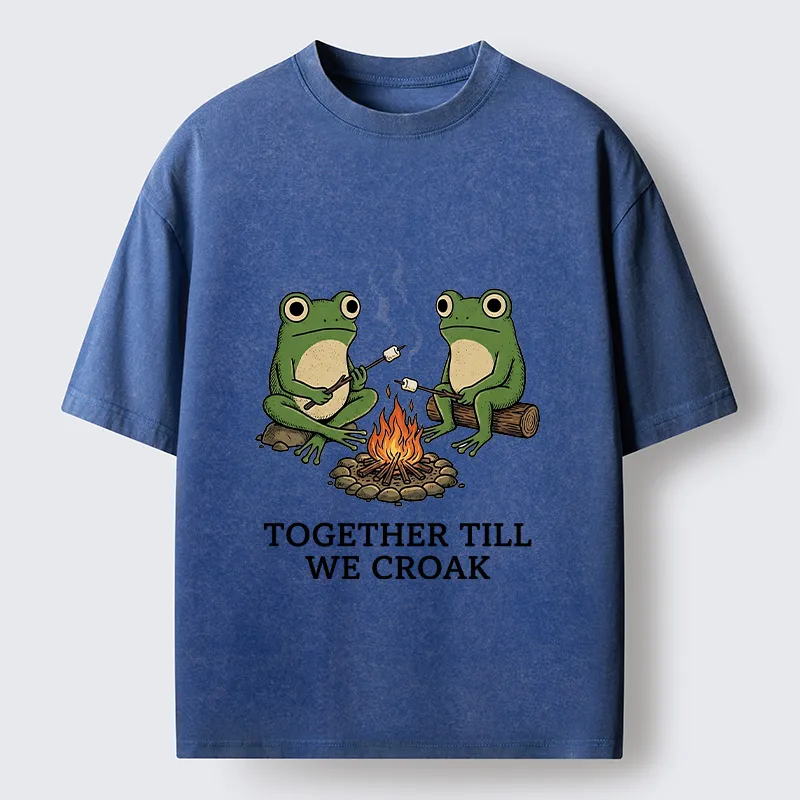 Tokyo-Tiger Camping Frog Friends Funny Meme Washed T-Shirt