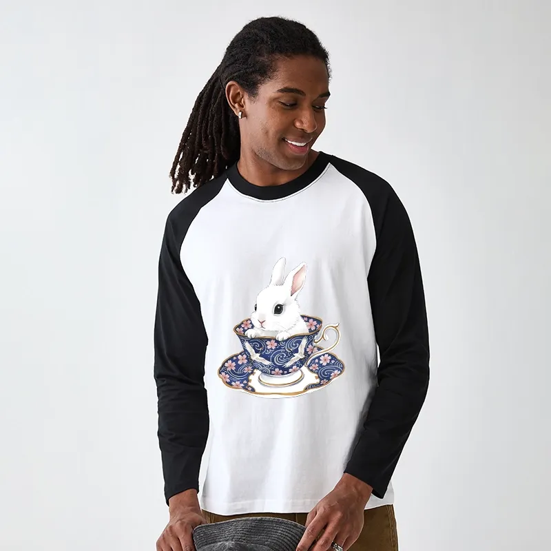 Tokyo-Tiger Cute Rabbit Tea Set Raglan Long Sleeve T-shirt