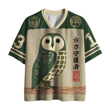 Tokyo-Tiger Vintage Linen Owl No.13 Mesh Jersey