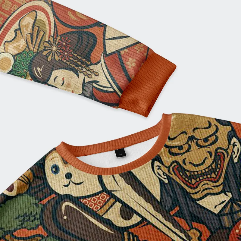 Tokyo-Tiger Japanese Traditional Elements Christmas Ugly Sweatshirt