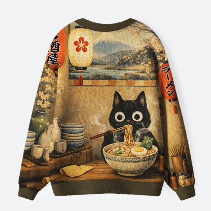Tokyo-Tiger The Cozy Ramen Spot Ugly Cardigan Sweater