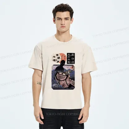 Tokyo-Tiger Japanese Retro Sea Monster Washed T-Shirt