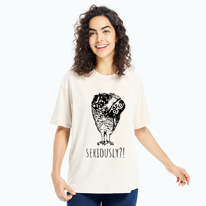 Tokyo-Tiger Owl's Question Washed T-Shirt