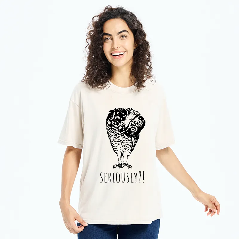 Tokyo-Tiger Owl's Question Washed T-Shirt