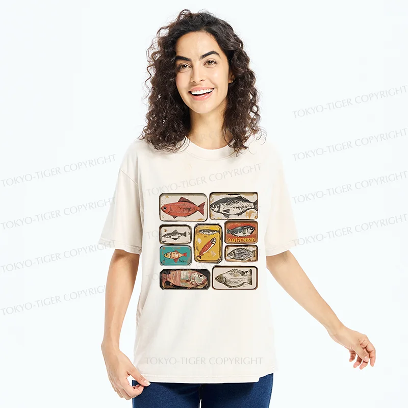 Tokyo-Tiger Vintage Canned Fish Washed T-Shirt