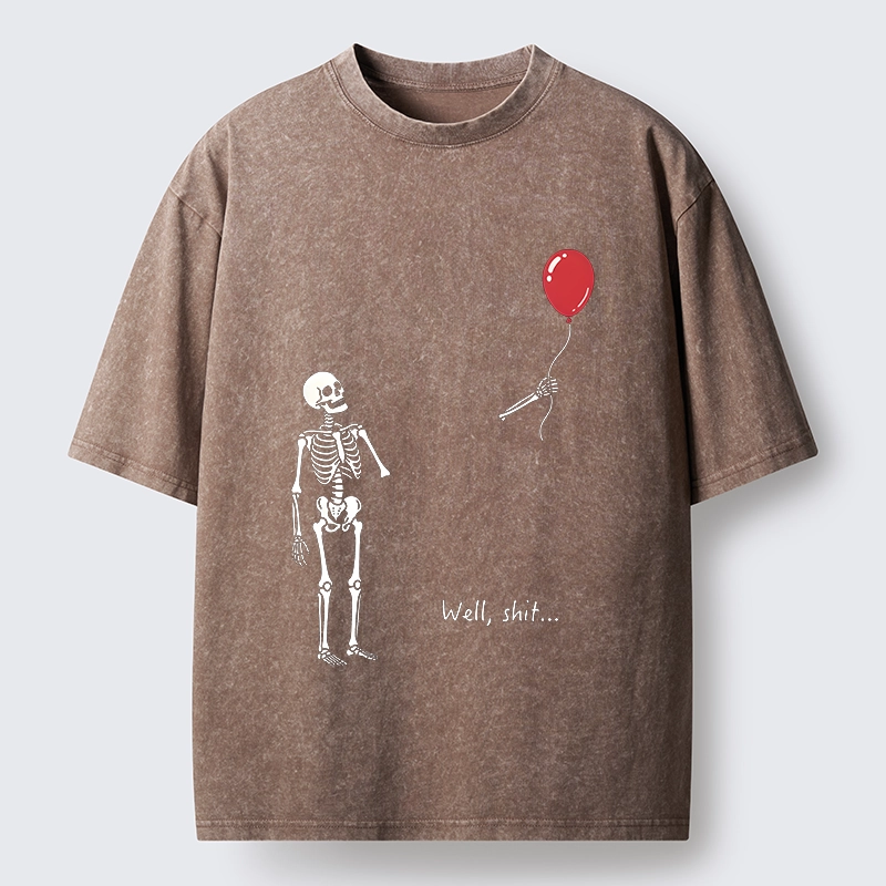 Tokyo-Tiger Skeleton Balloon Meme Washed T-Shirt
