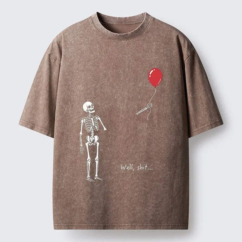 Tokyo-Tiger Skeleton Balloon Meme Washed T-Shirt