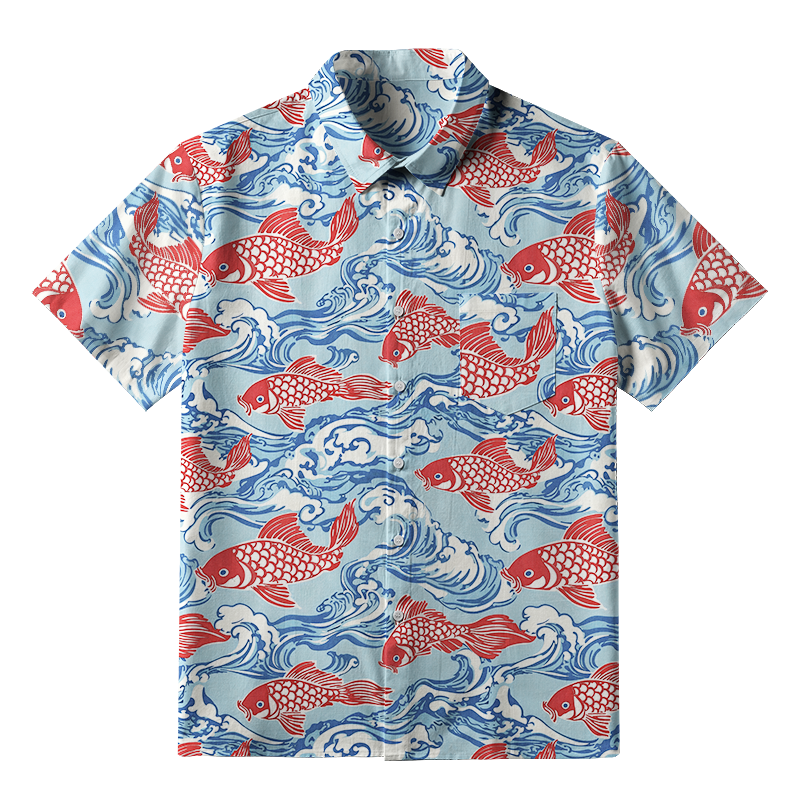 Tokyo-Tiger Koi Carp Frenzy Button-up Shirt