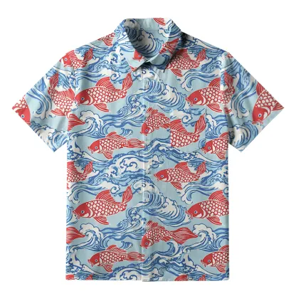 Tokyo-Tiger Koi Carp Frenzy Button-up Shirt