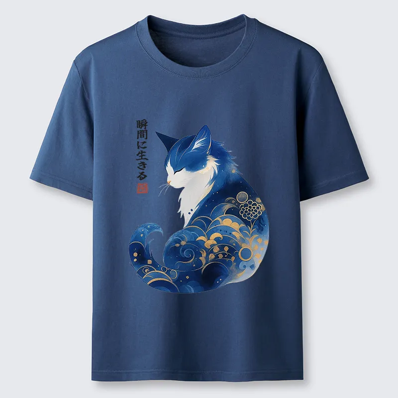 Tokyo-Tiger Retro Zen Cat: Living the Present Classic T-Shirt