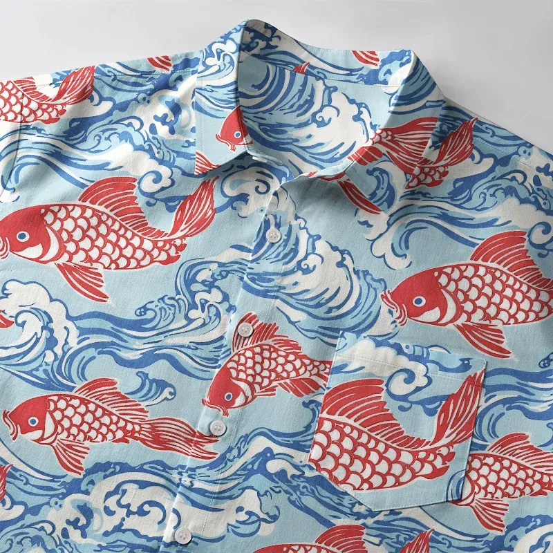 Tokyo-Tiger Koi Carp Frenzy Button-up Shirt