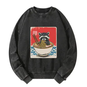 Image of Tokyo-Tiger Ramen Lover Raccoon Washed Sweatshirt