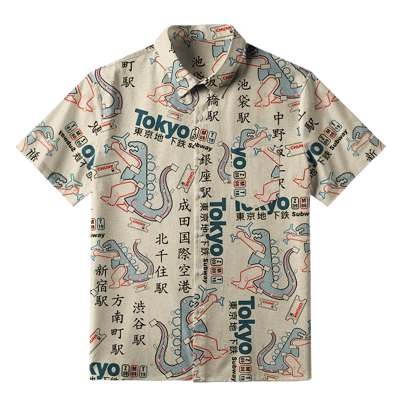 Tokyo-Tiger Funny Tokyo Subway Map Button-up Shirt