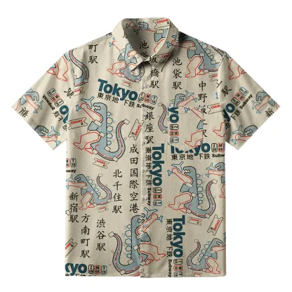 Tokyo-Tiger Funny Tokyo Subway Map Button-up Shirt