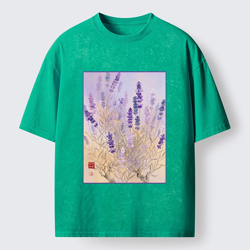 Tokyo-Tiger Lavender Bloom Art Washed T-Shirt