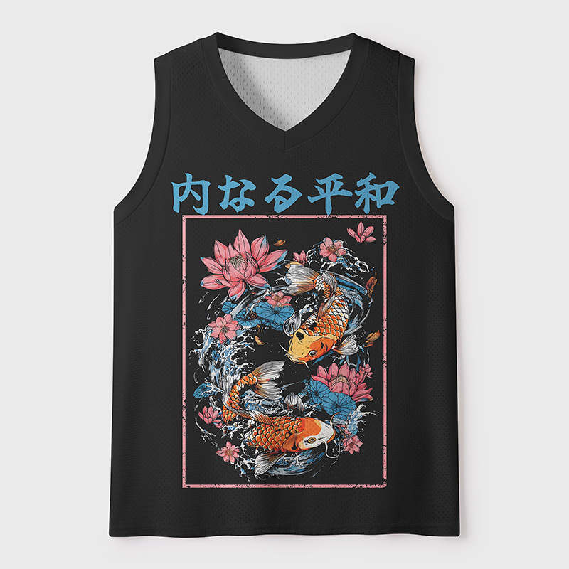 Tokyo-Tiger Inner Peace With Koi Fish Mesh Tank Top