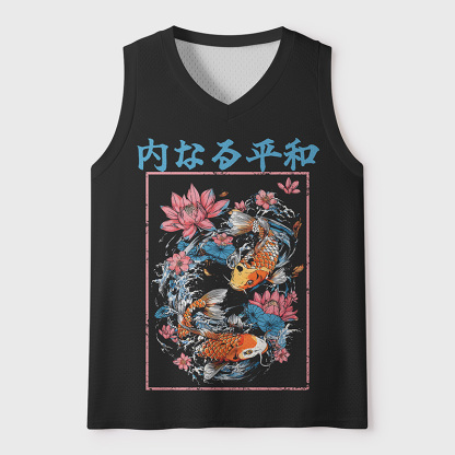 Tokyo-Tiger Inner Peace With Koi Fish Mesh Tank Top