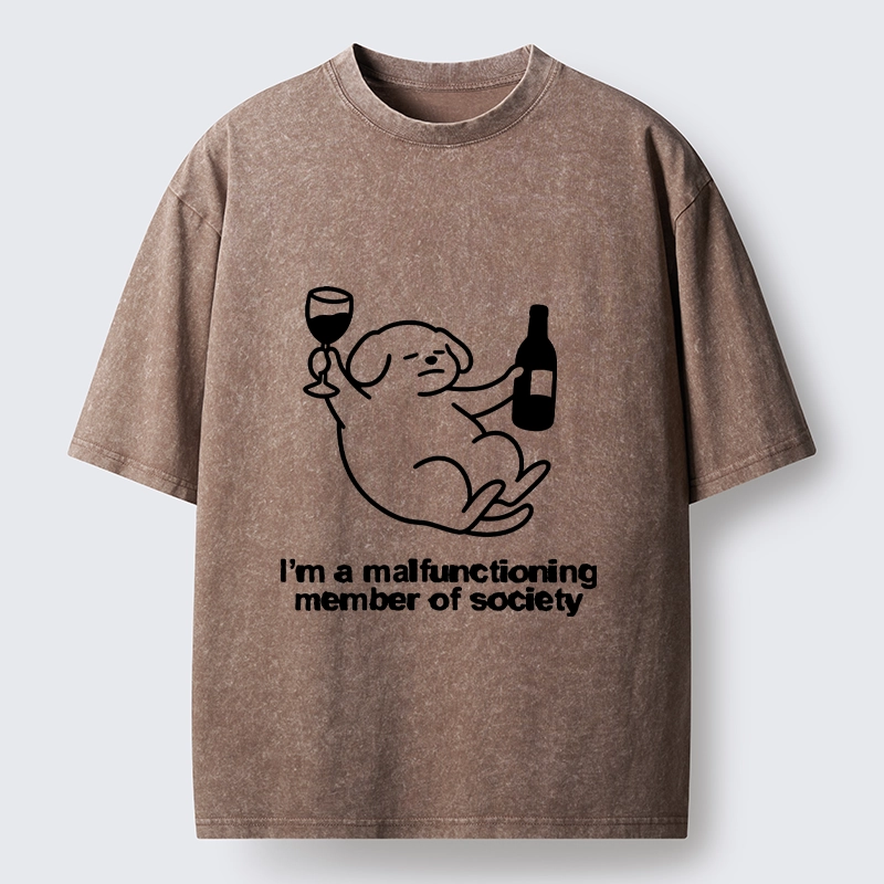Tokyo‑Tiger Silly Wine Dog Vibe Washed T‑Shirt