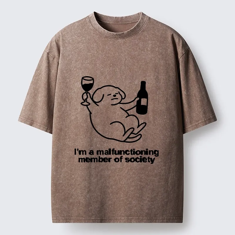 Tokyo‑Tiger Silly Wine Dog Vibe Washed T‑Shirt