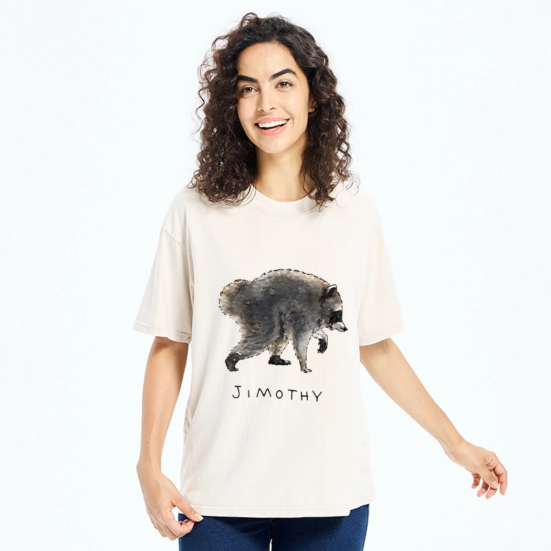 Tokyo-Tiger Jimothy Raccoon Art Washed T-Shirt