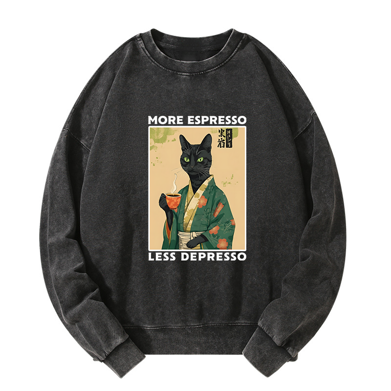Tokyo-Tiger More Caffeine Less Sadness Washed Sweatshirt