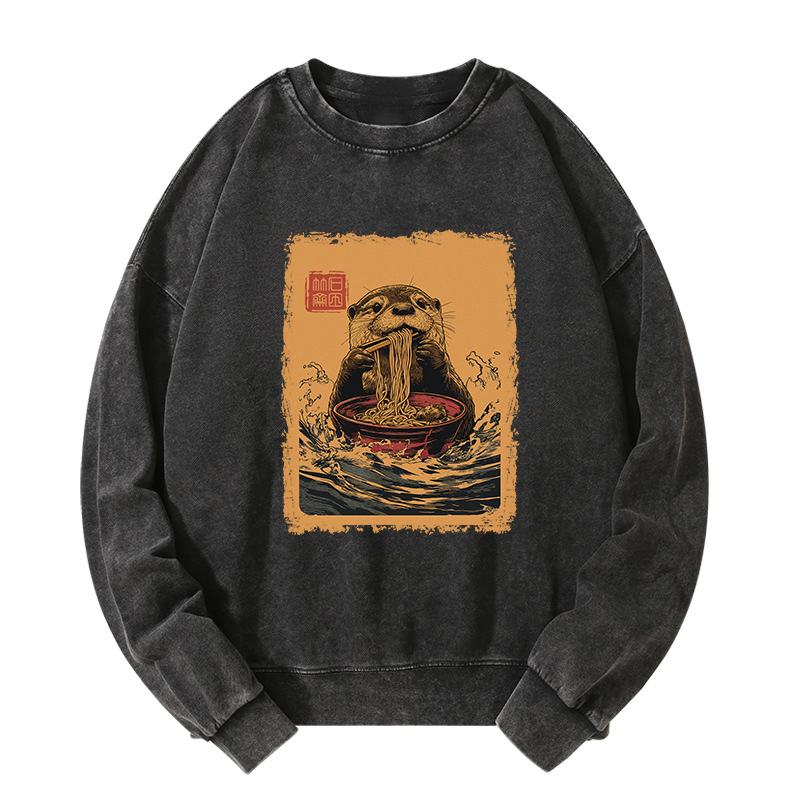 Tokyo-Tiger Ramen Lover Otter  Washed Sweatshirt