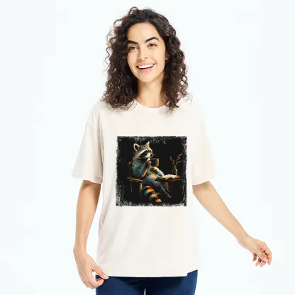 Tokyo‑Tiger Cozy Raccoon Reader Washed T‑Shirt