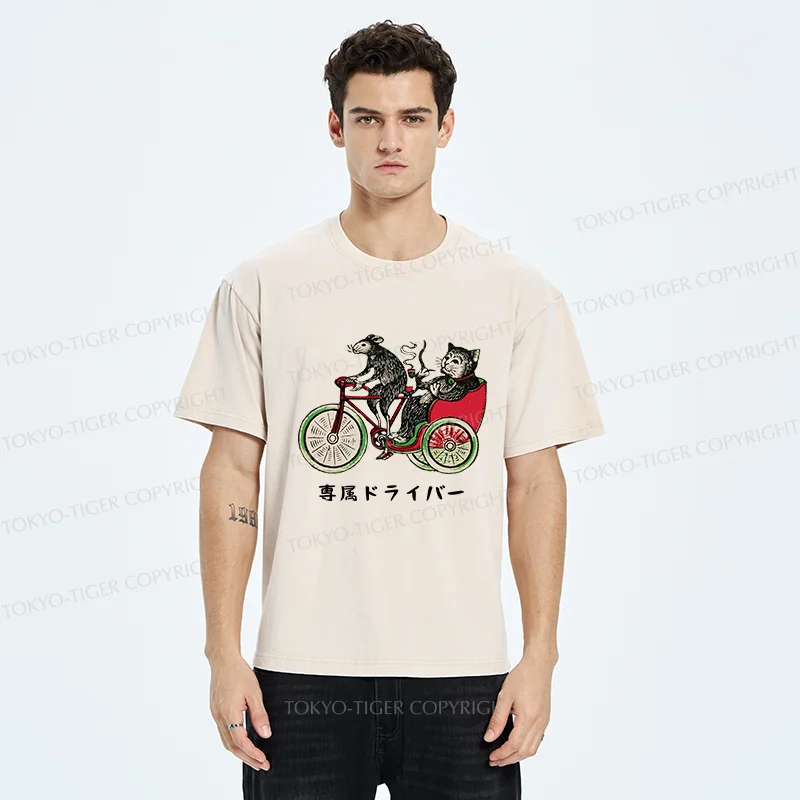 Tokyo-Tiger Cat’s Special Vehicle Washed T-Shirt