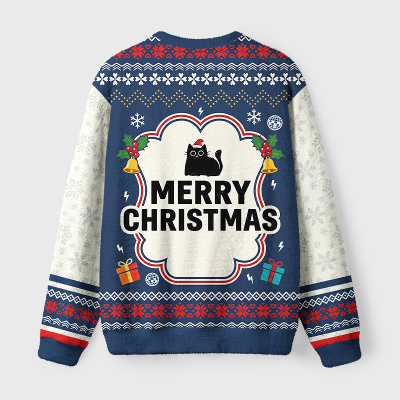 Tokyo-Tiger "Much Panic"Retro Fuzzy Christmas Ugly Sweatshirt