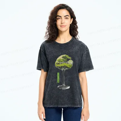 Tokyo-Tiger Wave Of Wine Washed T-Shirt