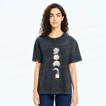 Tokyo-Tiger Cat And Moon Washed T-Shirt