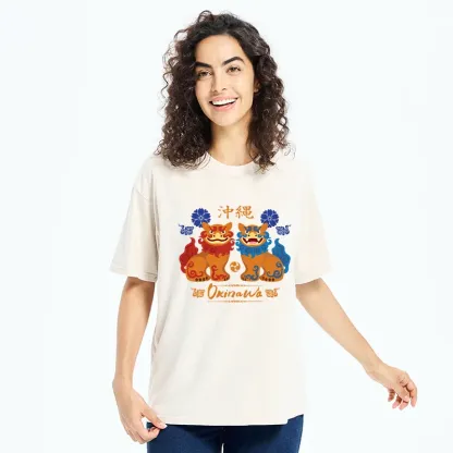 Tokyo-Tiger Okinawa Characteristic Stone Lion Washed T-Shirt