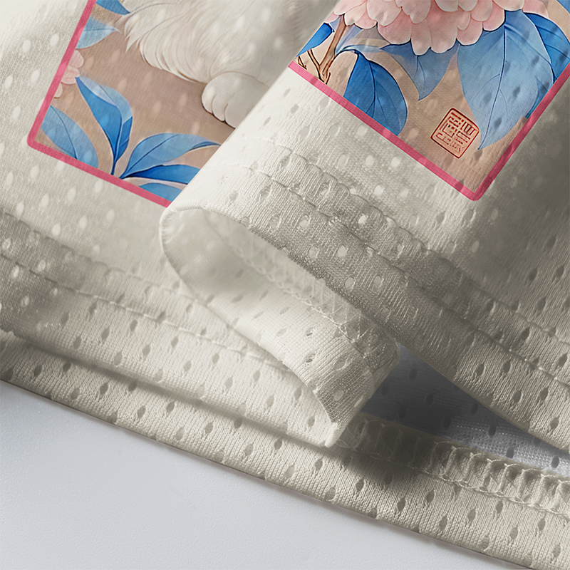 Tokyo-Tiger White Cat Pink Blossom Soft Art Mesh Jersey